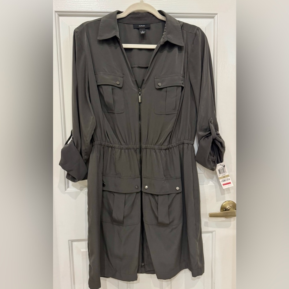 Alfani Dress, Olive Green, Full Zip, New With Tags, Size 12